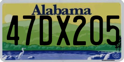 AL license plate 47DX205