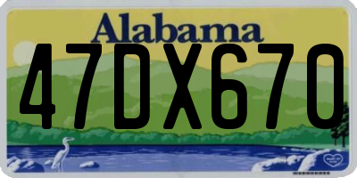 AL license plate 47DX670