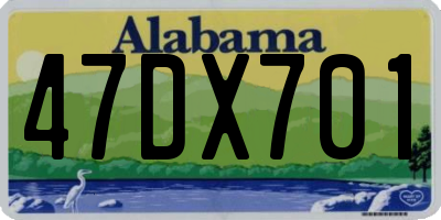 AL license plate 47DX701