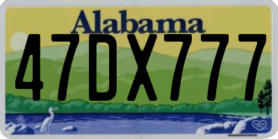 AL license plate 47DX777