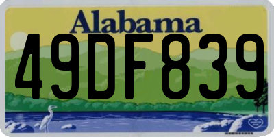 AL license plate 49DF839