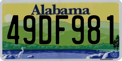 AL license plate 49DF981