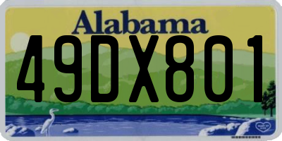 AL license plate 49DX801