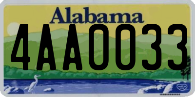 AL license plate 4AA0033