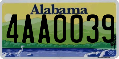 AL license plate 4AA0039
