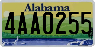 AL license plate 4AA0255