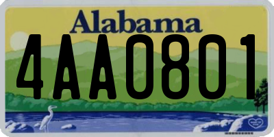 AL license plate 4AA0801