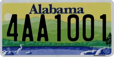AL license plate 4AA1001