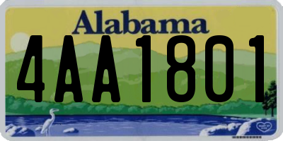 AL license plate 4AA1801