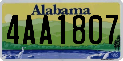 AL license plate 4AA1807