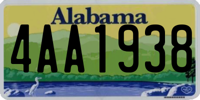 AL license plate 4AA1938