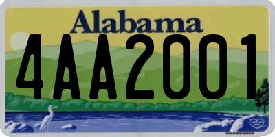 AL license plate 4AA2001