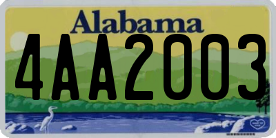 AL license plate 4AA2003