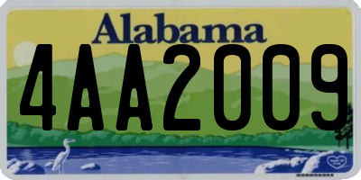 AL license plate 4AA2009