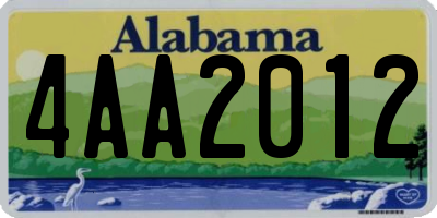 AL license plate 4AA2012