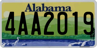 AL license plate 4AA2019