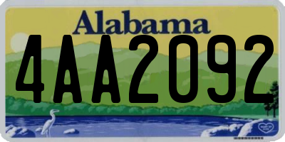 AL license plate 4AA2092