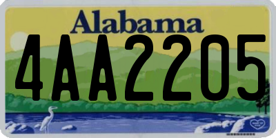 AL license plate 4AA2205