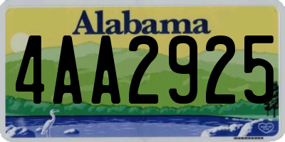AL license plate 4AA2925