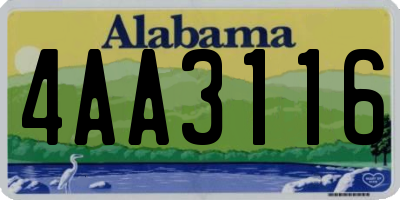 AL license plate 4AA3116