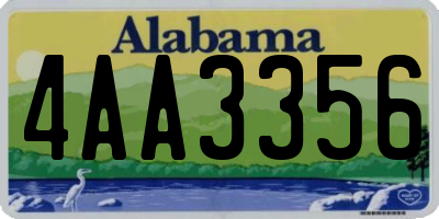 AL license plate 4AA3356