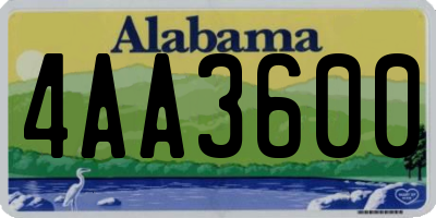 AL license plate 4AA3600