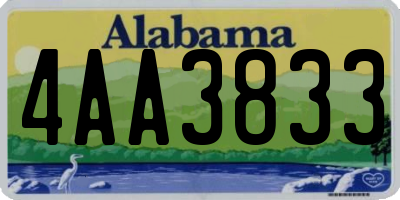 AL license plate 4AA3833