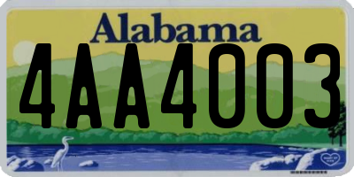 AL license plate 4AA4003
