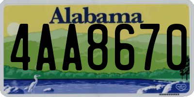 AL license plate 4AA8670