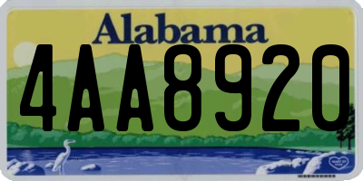 AL license plate 4AA8920