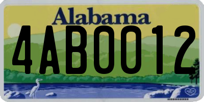 AL license plate 4AB0012