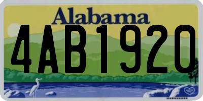 AL license plate 4AB1920