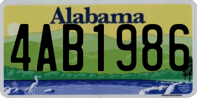 AL license plate 4AB1986