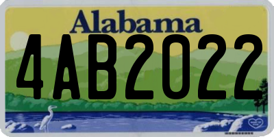 AL license plate 4AB2022