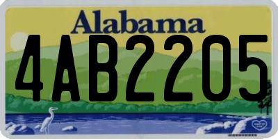 AL license plate 4AB2205