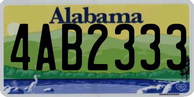 AL license plate 4AB2333