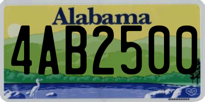 AL license plate 4AB2500