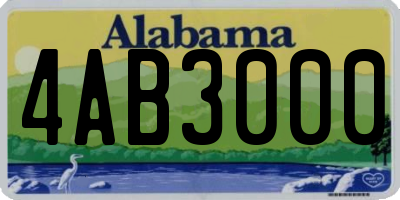 AL license plate 4AB3000