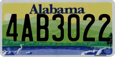 AL license plate 4AB3022