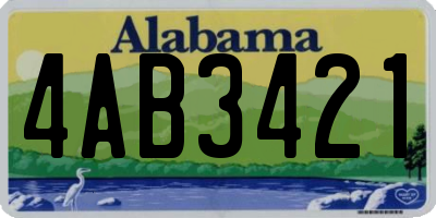 AL license plate 4AB3421