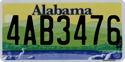 AL license plate 4AB3476
