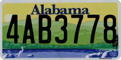 AL license plate 4AB3778
