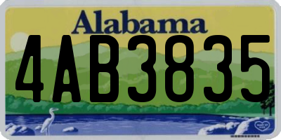 AL license plate 4AB3835