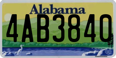AL license plate 4AB3840
