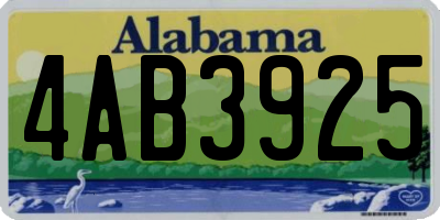 AL license plate 4AB3925