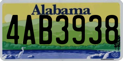 AL license plate 4AB3938
