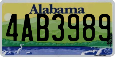 AL license plate 4AB3989