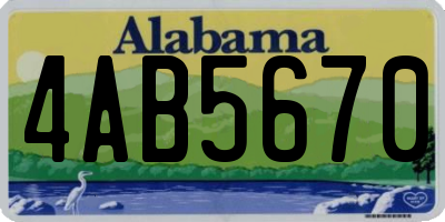 AL license plate 4AB5670