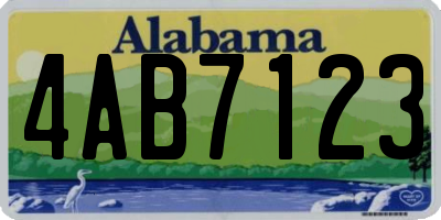 AL license plate 4AB7123
