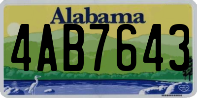 AL license plate 4AB7643